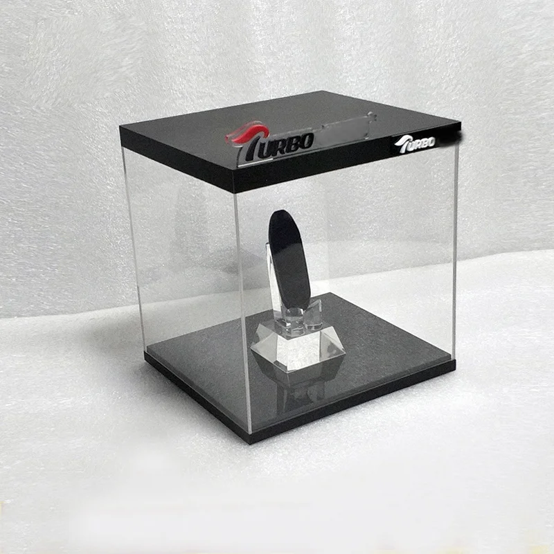 2022 custom cube clear cover and black base pmma plexiglass acrylic cigarette pen display box stand led acrylic display case