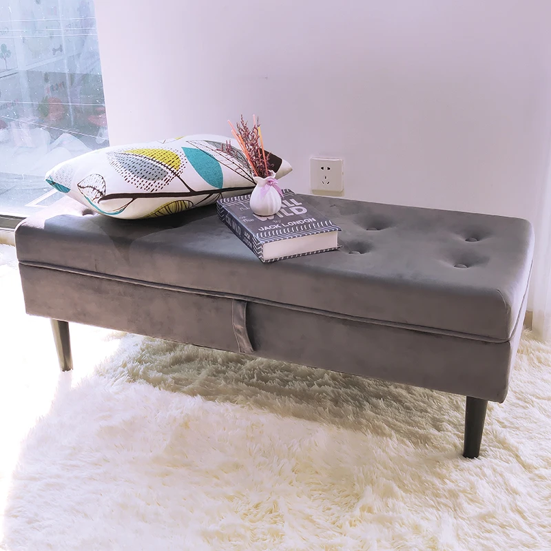 Оптовая продажа с завода по индивидуальному заказу, бархатная скамейка для спальни, бархатная скамейка для хранения, табурет для пианино с мягкой обивкой