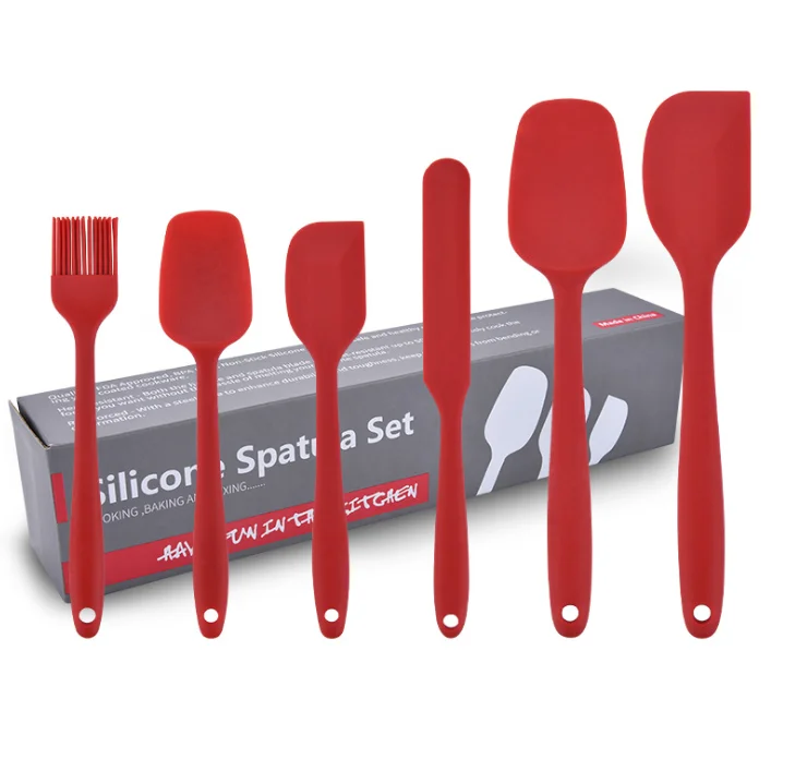 6 Piece Baking Tools Silicone Spatula Set for Cooking Baking Mixing Dishwasher Safe