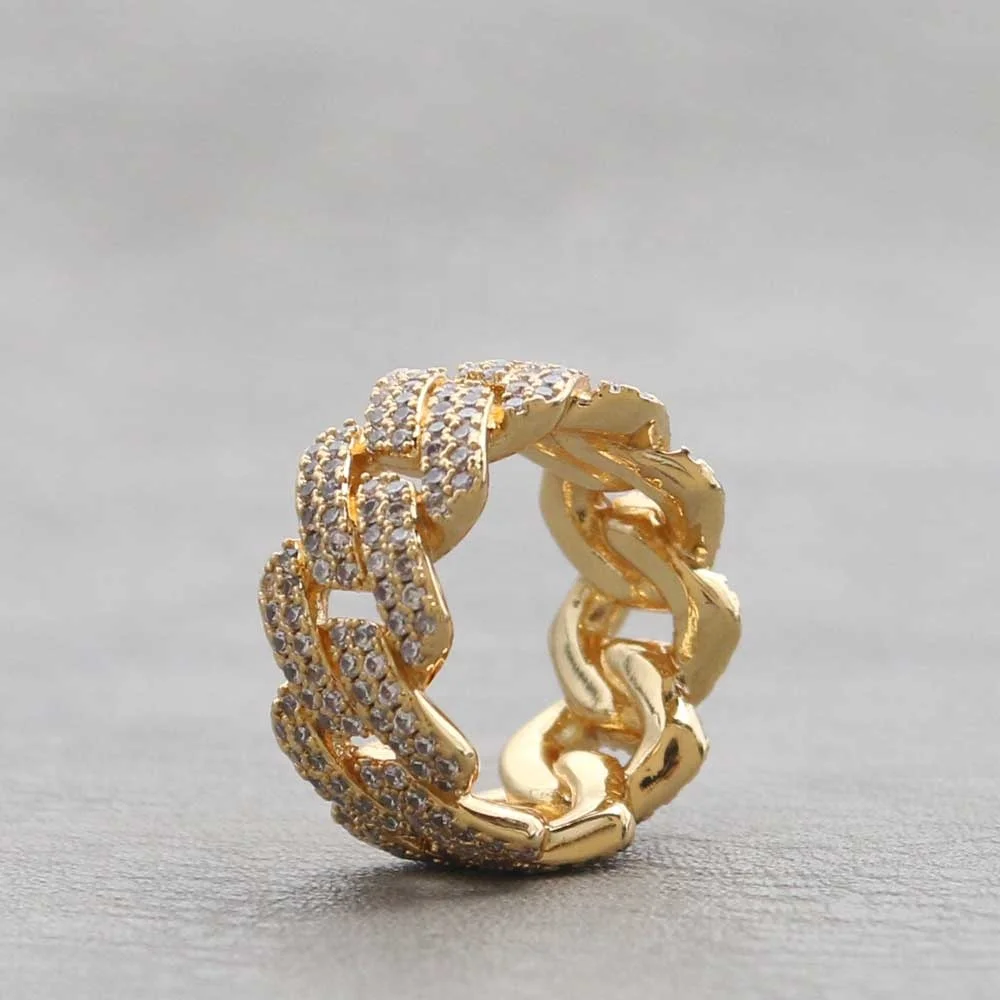 Hot selling wholesale hip hop jewelry Cuba ring gold