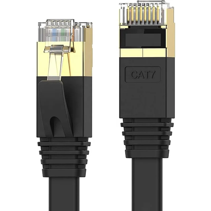 High Speed 10Gbps 600MHz Shielded Ethernet Cord with RJ45 Lan Cable Cat 7 Flat Ethernet Cable Lan Patch Cord 10m