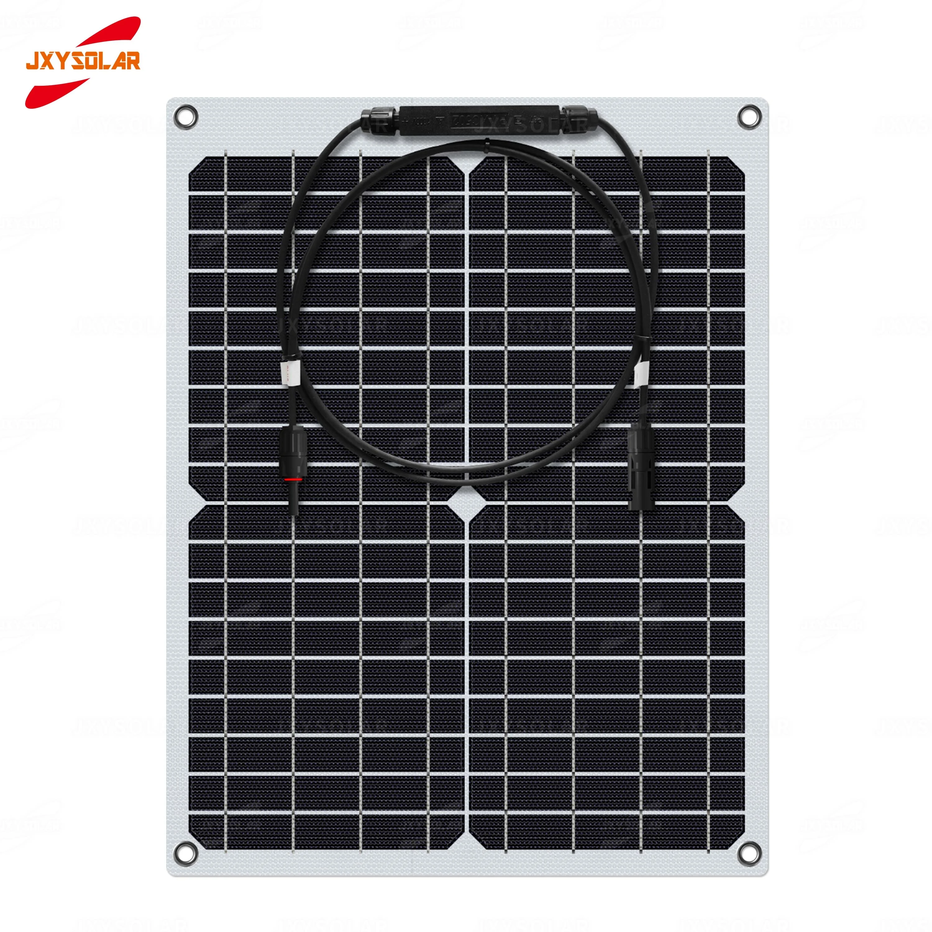 20W 18V White ETFE Monocrystalline Silicon Adhensive Semi Flexible Solar Power Panel Charging for Street Lamps RVs Yachts