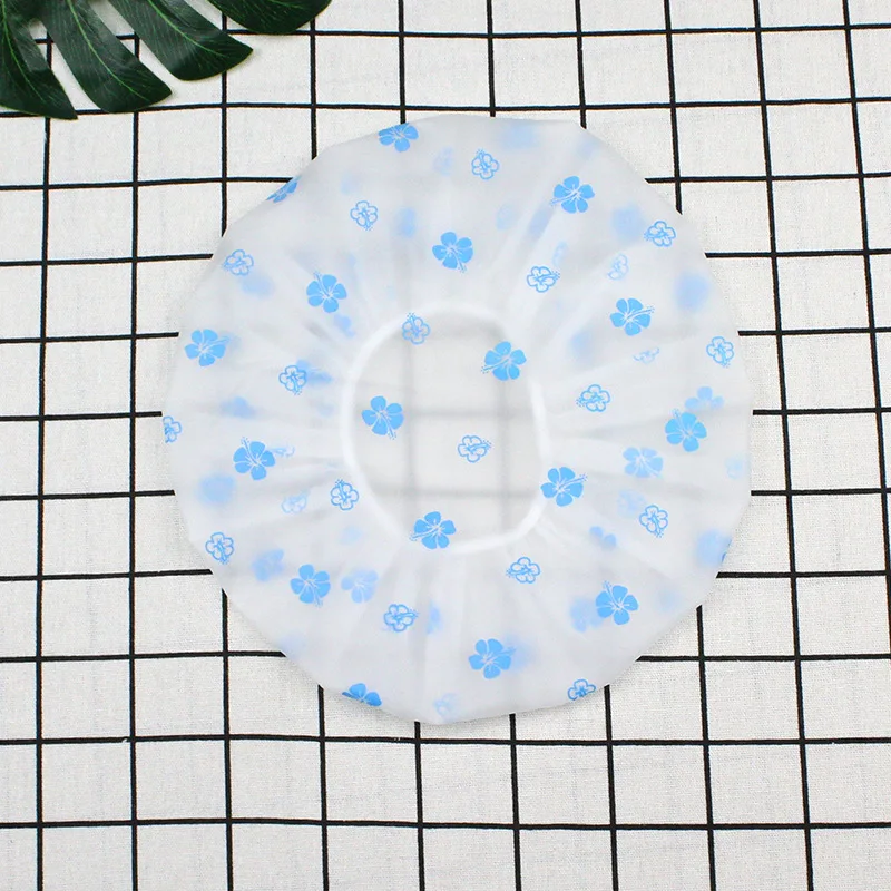 Hot selling Waterproof Bath Cap Plastic Reusable Shower Cap Elastic Band Bath Hair Hat for Women Ladies SPA