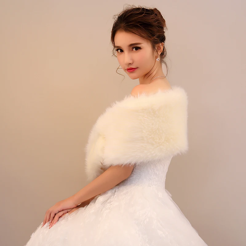 
Wholesale Winter Hot Sale Wedding Accessories New Fluffy Champagne Scarf Shawl Bridal Cotton Wrap 