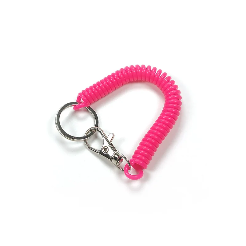 Wholesale EVA Plastic Anti-Lost Metal Carabiner Keyring Wrist Coil Key Cord Clasp Spiral Stretch Keychain Spring Rope Key Ring