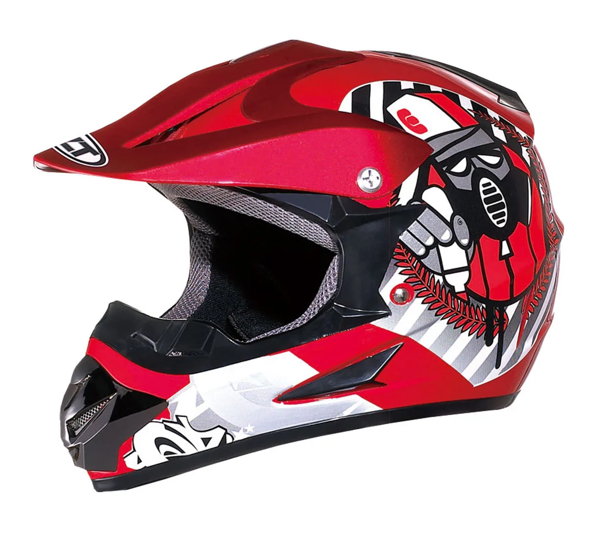 BYB/A125 Dot Approved Retro New Full Face Motorcycle Helmet In Black White And Red Color