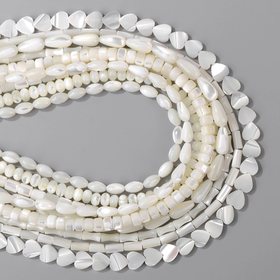 15 inch Natural White Freshwater Shell Beads Mother Pearl Spacer DIY Jewelry Making  Loose Bead Necklace Bracelet Coral Bone