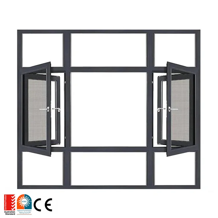 american style vertical sliding burglar proof mesh windows large-glass-windows 3 panel small casement window cheap price