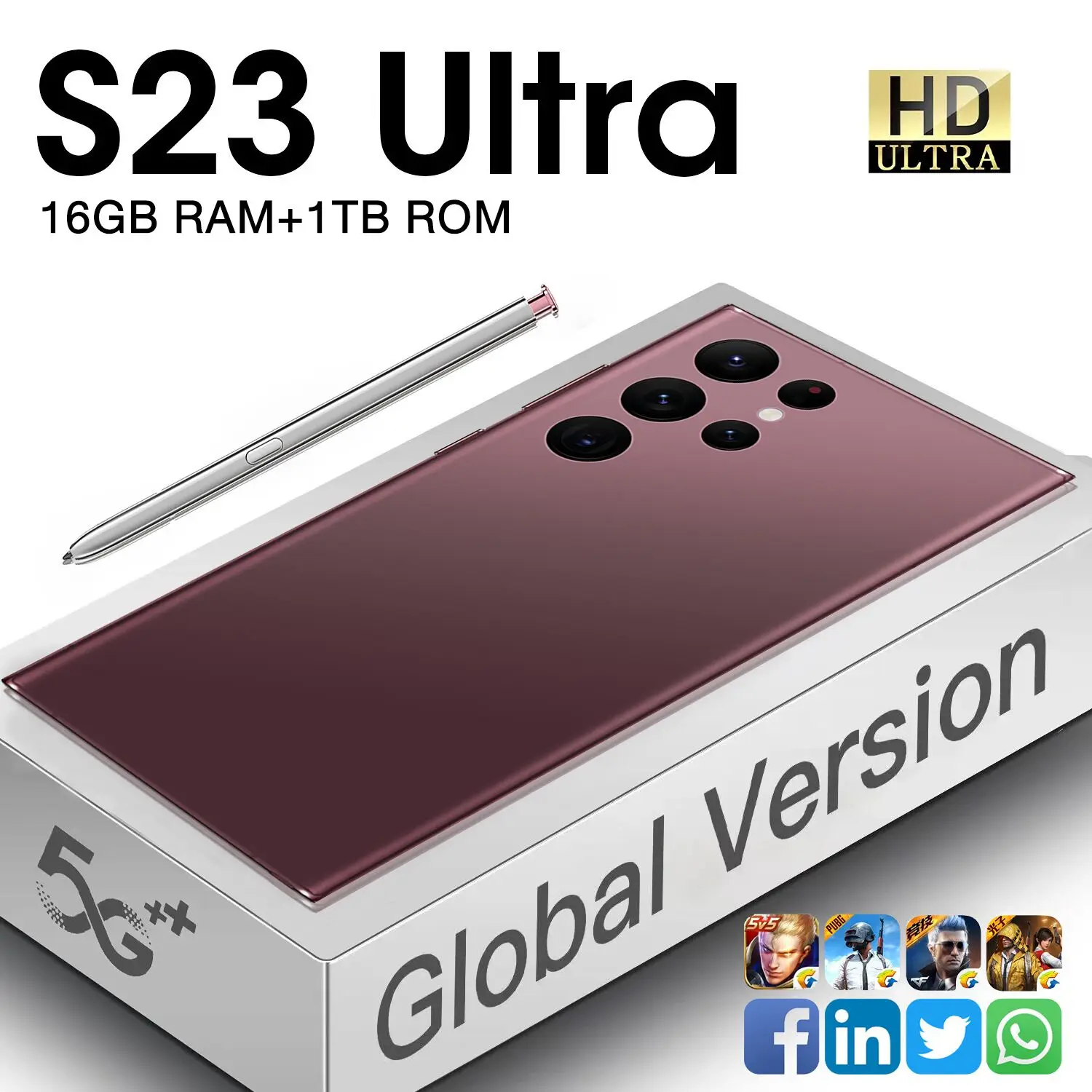2023 New Version Galaxy S23 Ultra 5g Phone 7.3 Inch 16Gb + 1Tb Android 13 Smartphone Dual Sim Ten Core Smart Mobile Phones