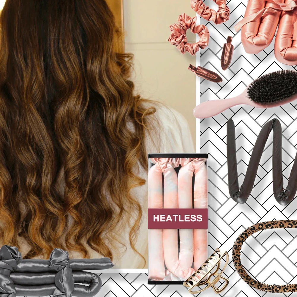 Hot Lazy Curling Iron Heatless Curling Rod Curls Silk Ribbon Hair Rollers Soft And Shiny Hair Sleeping Soft Headband Wave Women