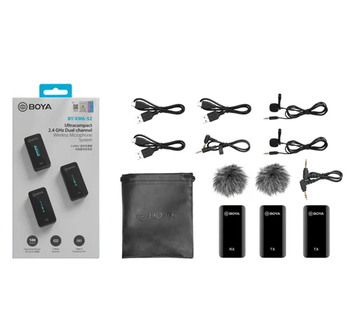 BOYA 2.4g BY-XM6-S2 Teaching Microphone Camera & Microphone & smartphone mic for live-streaming interview vlogs