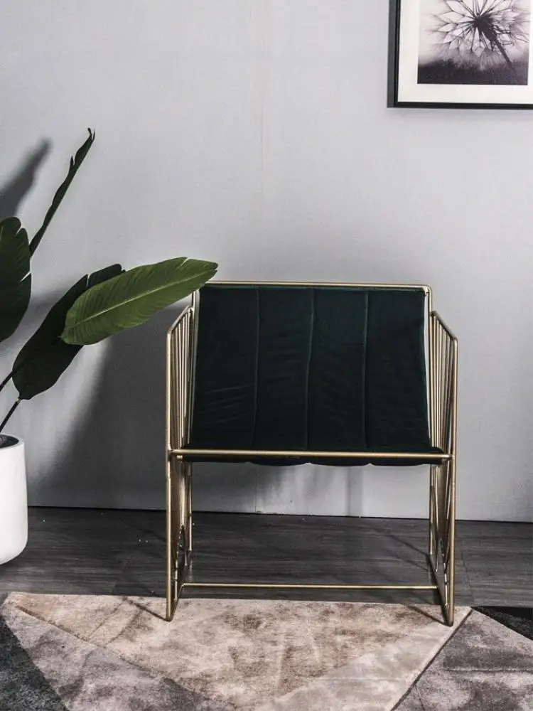 
Nordic web celebrity ins style bedroom small living room light luxury single small leisure chair metal sofa chair 