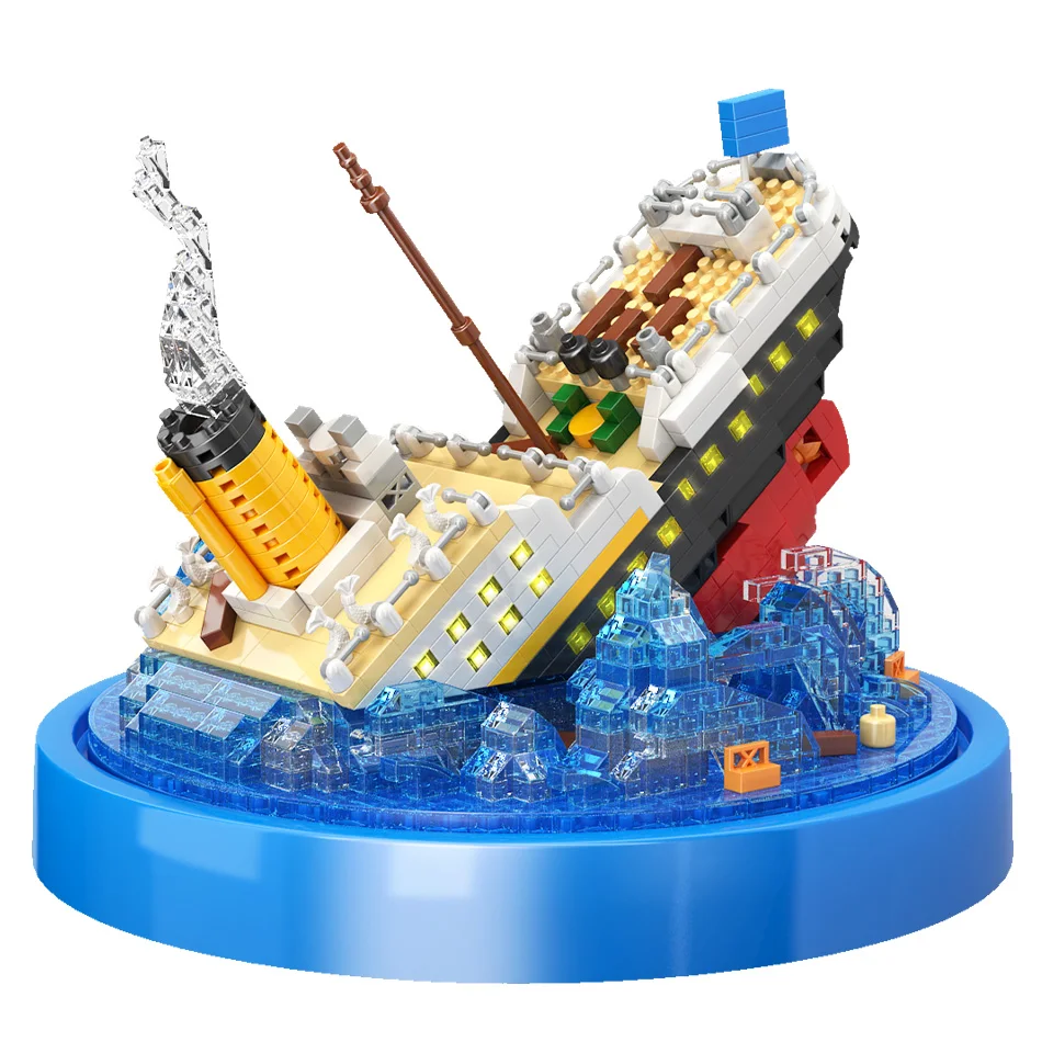New Design Movie Series Titanic Ship Building Blocks Bricks Set Educational Toys 1327pcs Boat Compatible With Lights