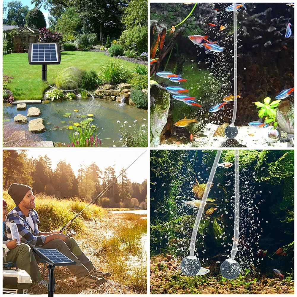 Solar Powered DC Charging Water Mini Aquarium Air Pump Plant Fish Tank Oxygen Air Compressor Aerator Air Flow Maker