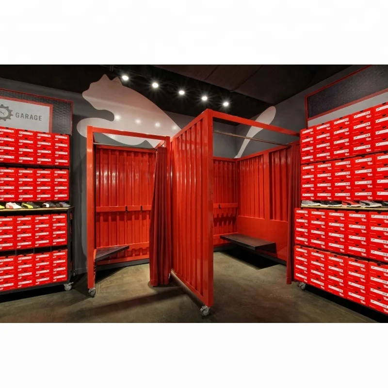 High Quality Customization Clothes Shop Design Gold Sports Shop Interior Exhibition Booth For Sport Clothes