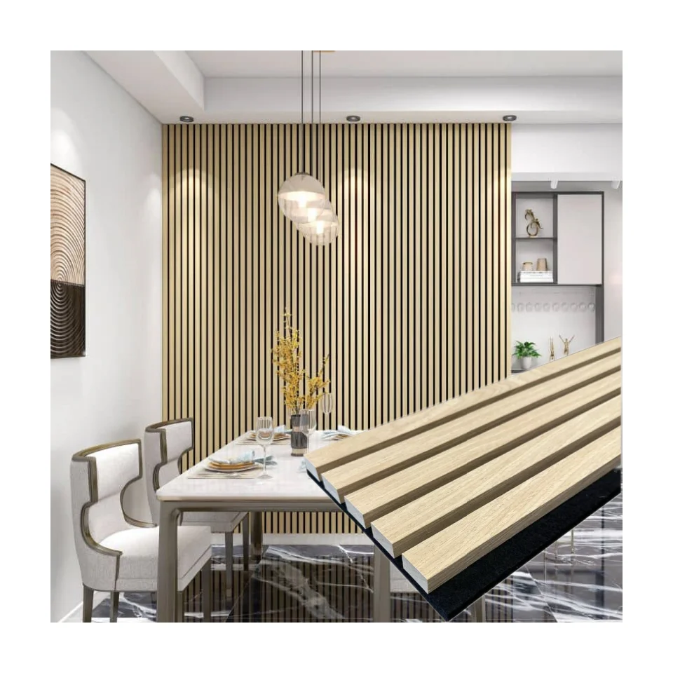 China manufacturer soundproof natural oak wooden akupanel mdf grooved acoustic panels wood slat price