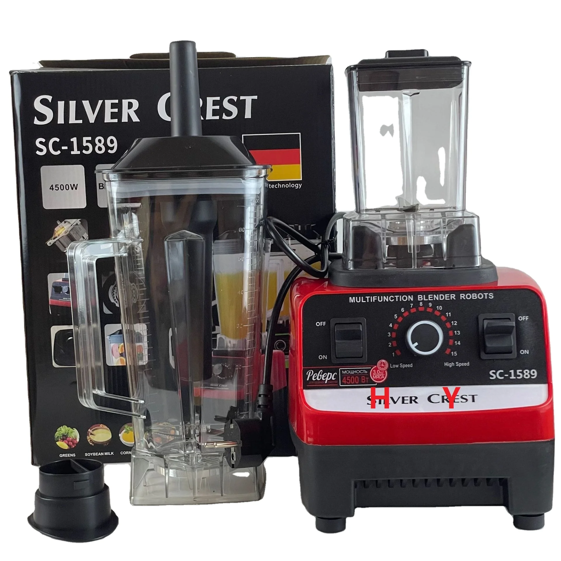 Silver Crest Blender 4500W 2L Large Capacity Commercial With Mixer Grinder Heavy Duty Machine Portable Ice Smoothie Blenders