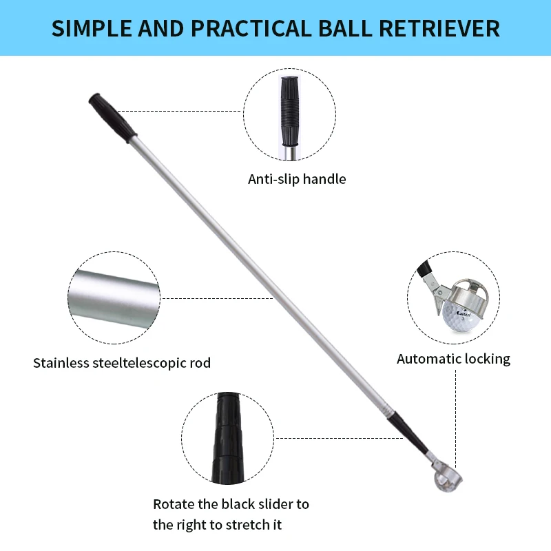 Folding high quality Stainless Steel Material golf ball picker disc golf ball retriever