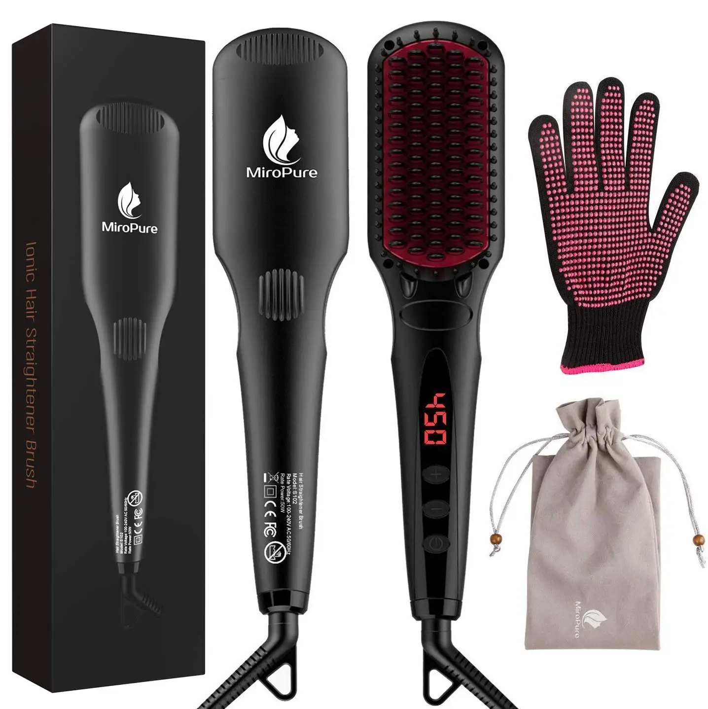 Amazon # 1 selling volume Miropure brand Hair Straightener Brush with 78inch 360 degree swivel cord for all hair types