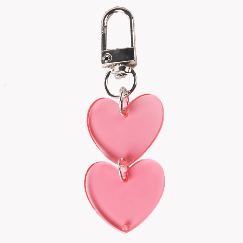 Fashion Jewelry Gift Lover Pendant Keyring Transparent Heart Star Key Chain For Women Charm Acrylic Keychain