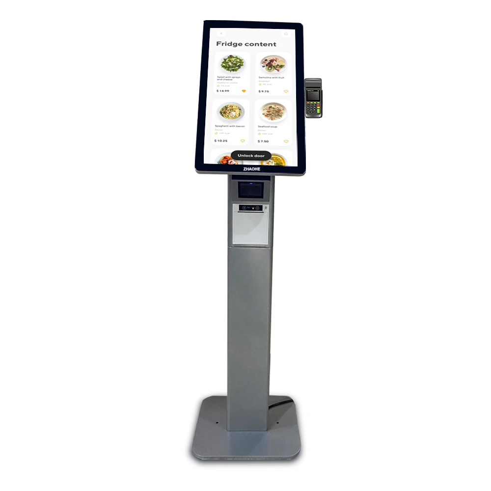 21.5inch  programmable kiosk android display self checkout kiosk stand with printer