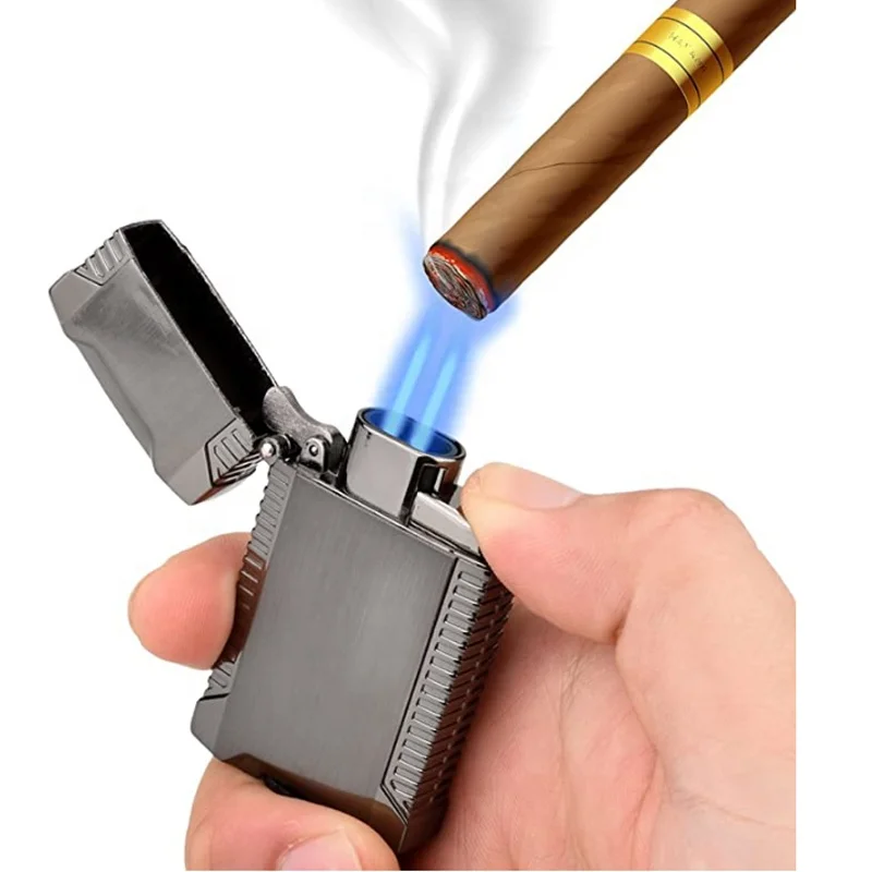 New Arrival Personalized Black Metal Blank Sublimation Lighter Luxury Vintage Design Jet Refillable Logo Torch Cigarette Use