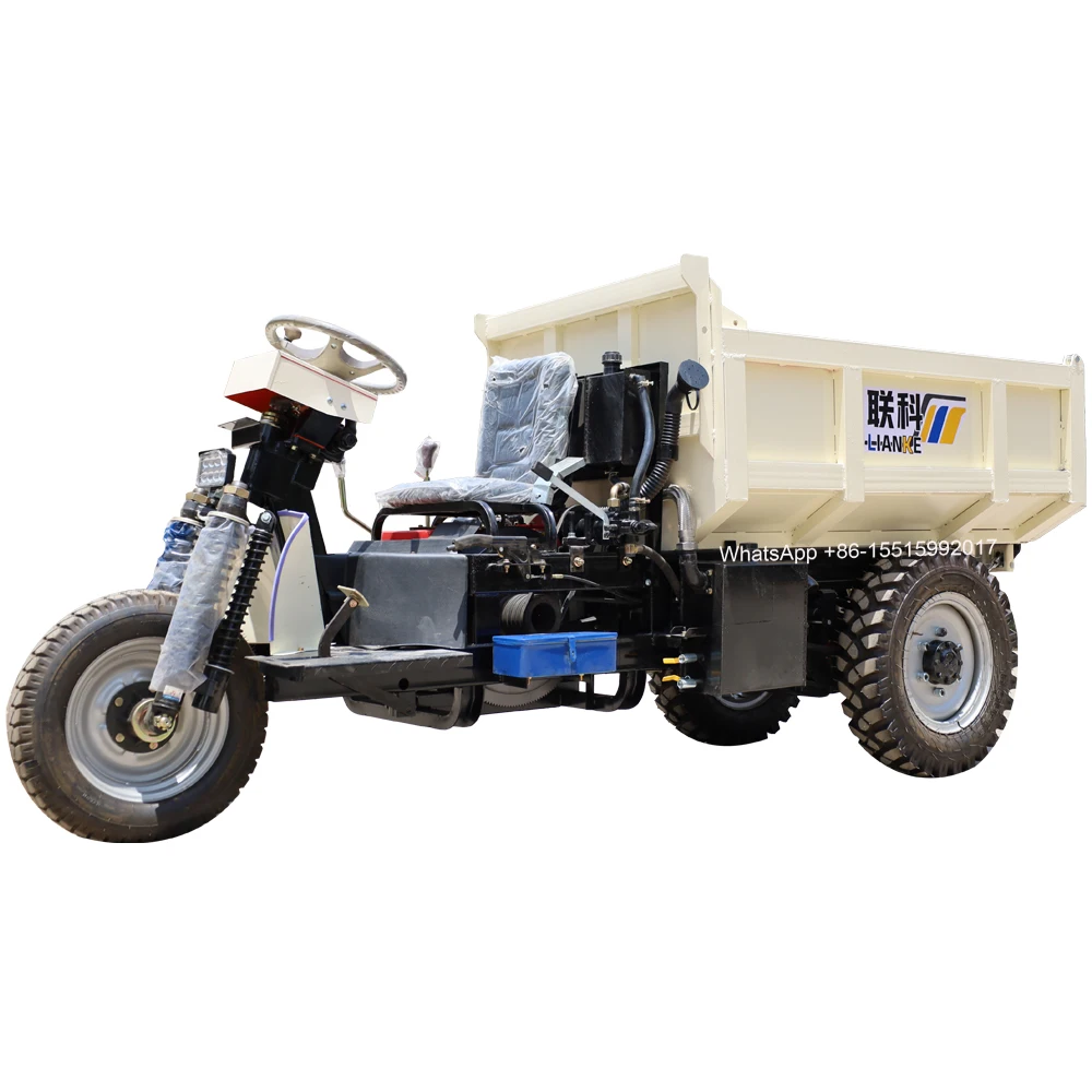 LK270D heavy loader hydraulic mining three wheel high speed 1ton 2ton diesel dumper tricycle truck