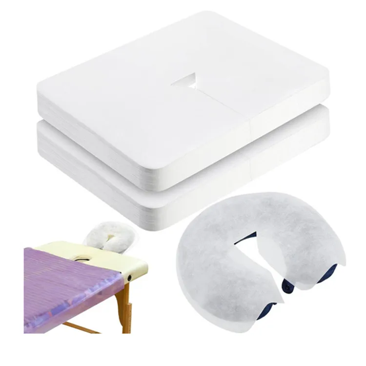 100 Pack Disposable Flat Headrest Covers for Massage Table Face Cushion Treatment Bed Massage Benches Therapy Chairs Hygiene Pad