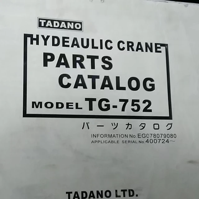 Tadano hydraulic crane model TG-752 parts catalog crane spare parts