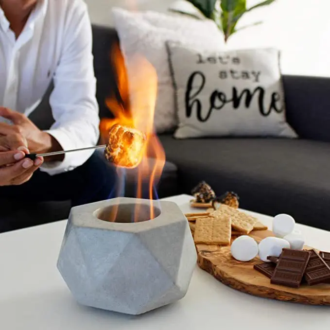 Portable Ethanol Tabletop Fire Pit Smores Maker Mini Personal Fireplace Rubbing Alcohol Concrete Fire Bowl Pot