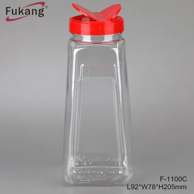 High Quality 900ml Empty Plastic spice Jar Large Seasoning Containers For Kitchen Storage Spice Rack Cabinet