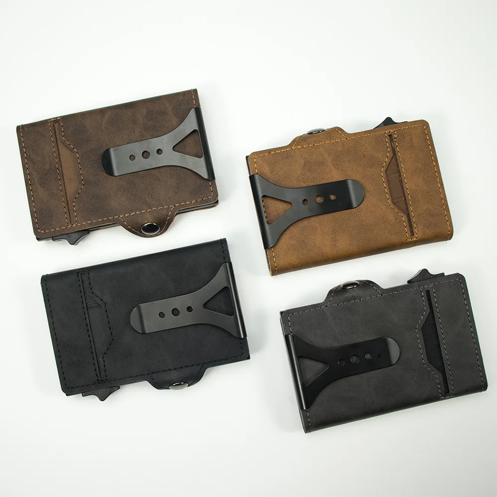 Factory Mini Minimalist Automatic Smart Bank Card Holder Luxury Slim Card Holder Smart Wallet For Men