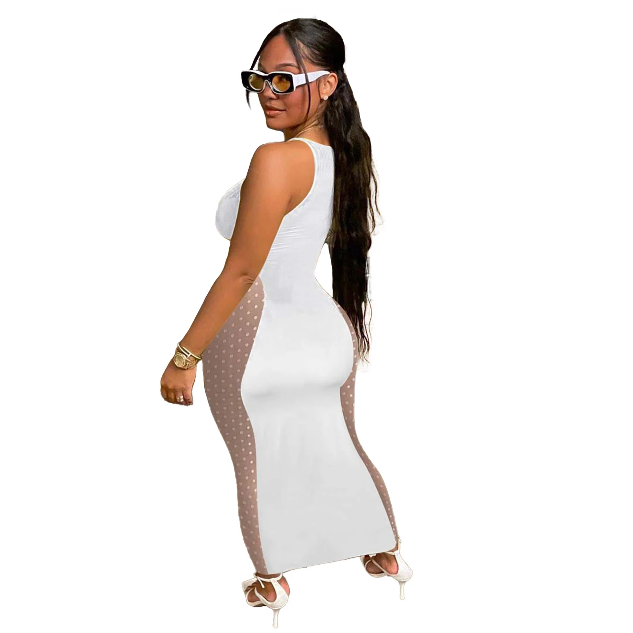 Dresses Boutique Sexy Mesh See-through Bodycon Maxi Dresses Women Lady Lace Elegant Long Dresses For Club Party