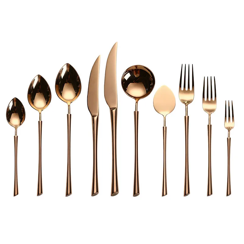 Western gold flatware set Spoon Fork Knife Set 304 Stainless Steel Rose gold cutlery set for Wedding Gift