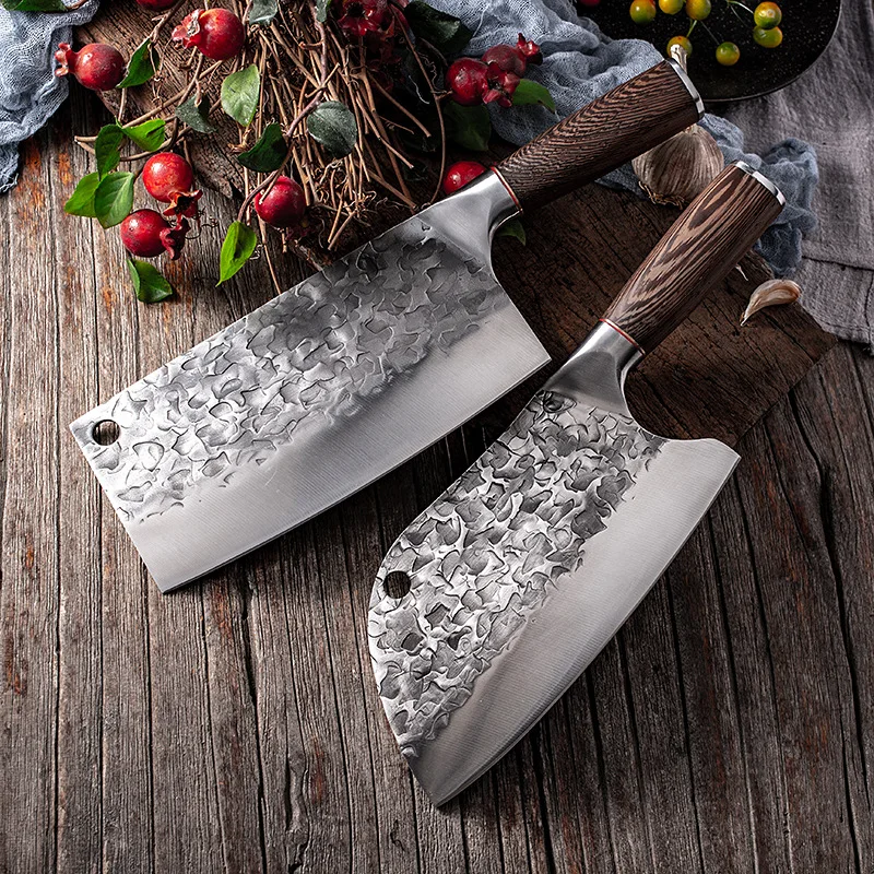 Forging cleaver knife  Longquan hammer pattern old Chinese household kitchen knife Yangjiang high carbon steel cutting