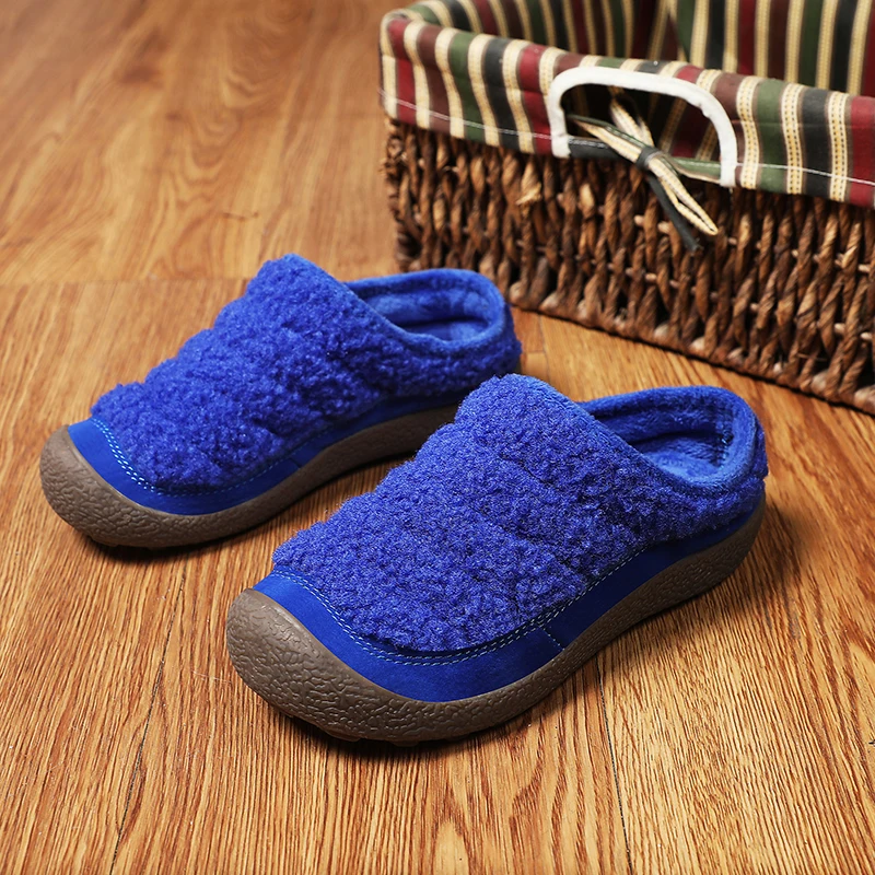 New Kids Fashion Cotton Slippers Indoor Outdoor Comfortable Fur Slippers Bedroom Non-slip Warm Furry Slides for Girls Boys