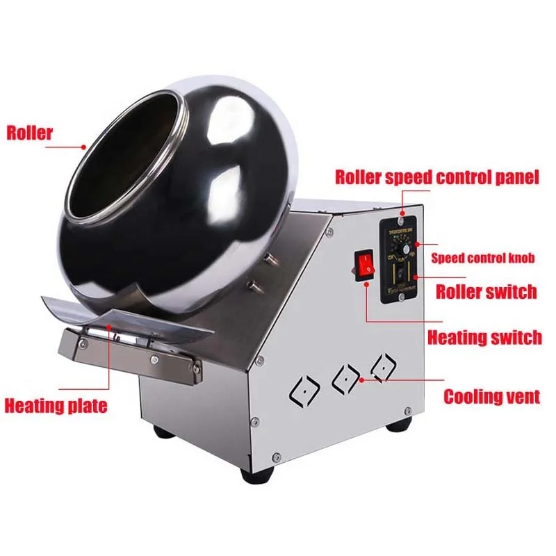 Easy Operation Drum Table Seed Coater Lab Nuts Sugar Polisher Machine Chocolate Coating Pan Machine