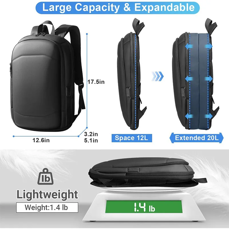 Waterproof Travel Laptop Backpacks with USB Charger Port  College Laptop Backpacks Gifts for Men Women