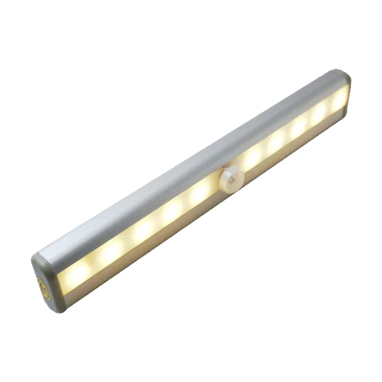 Usb rechargeable wireless kitchen led strip light 4000k 10led under wardrobe cabinet light with infrared sensor