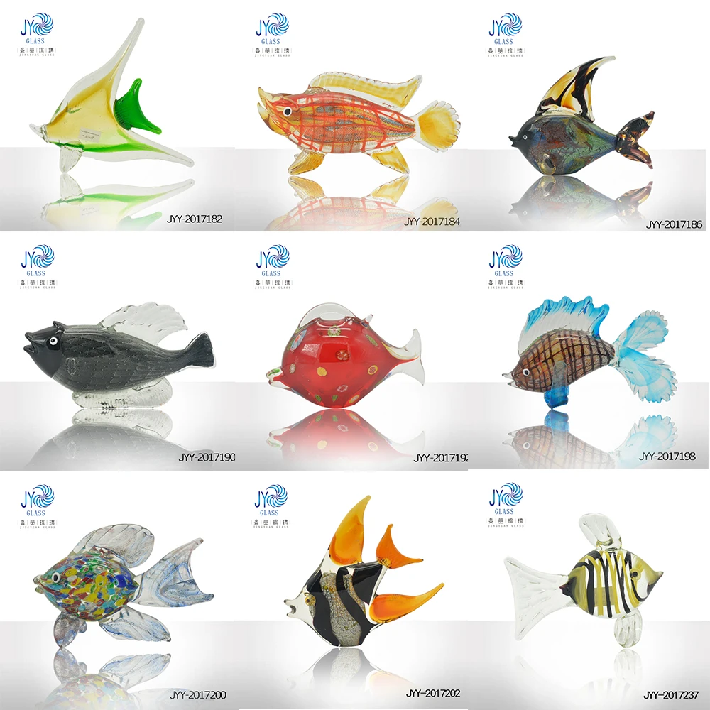 wholesale hand blown glass clown fish sculpture murano glass ocean sea animal ornaments for home decoration