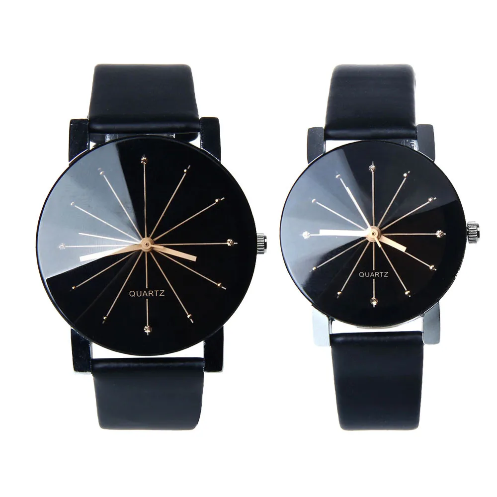 
3975 Couple Watches Fashion Lovers Watches Casual And Quartz Dial Clock Leather Wrist Watch 