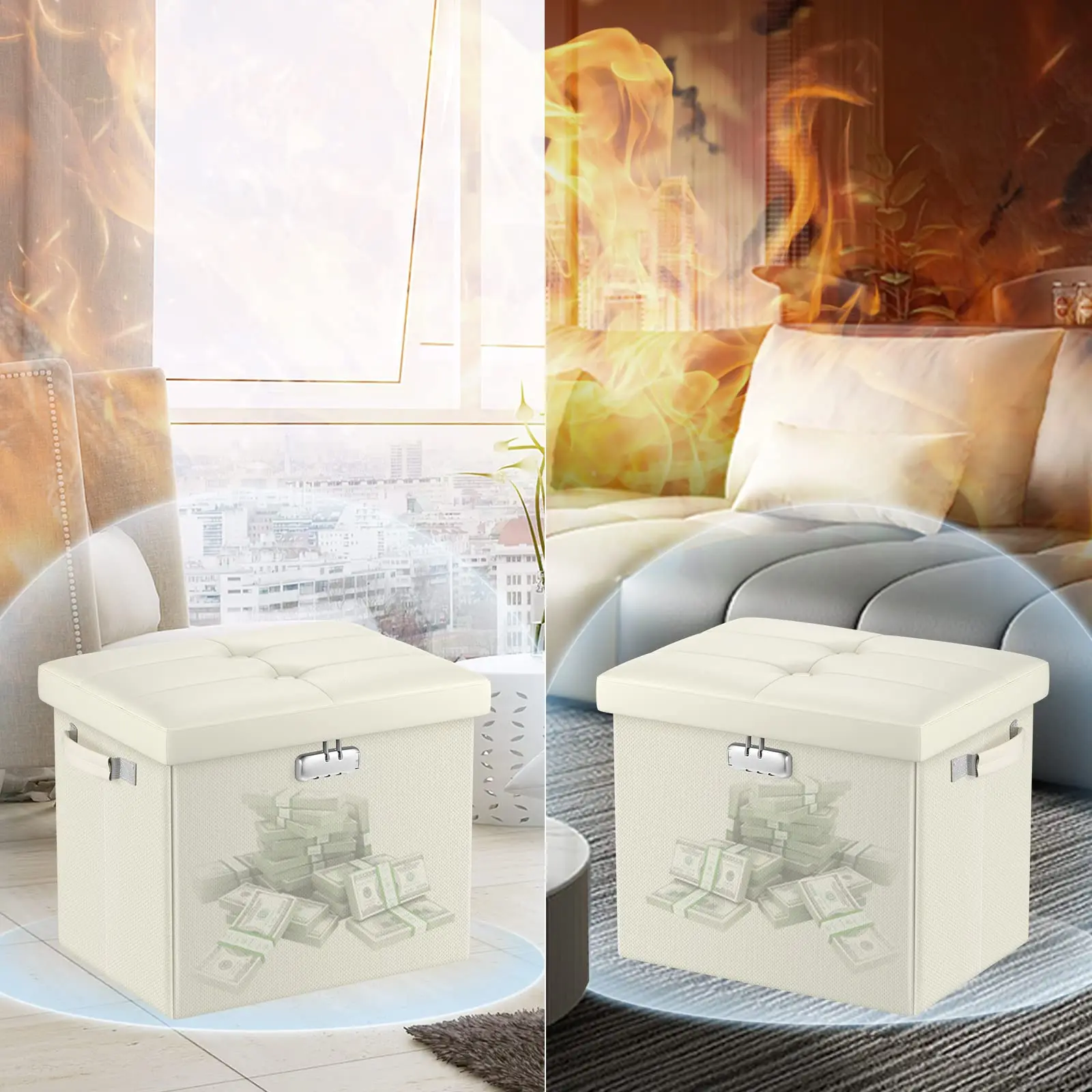 Fireproof Silicone-Coated Footstool Wholesale Foldable Clothing Organizer with Non-Itchy Feet Toy Storage Stools & Ottomans