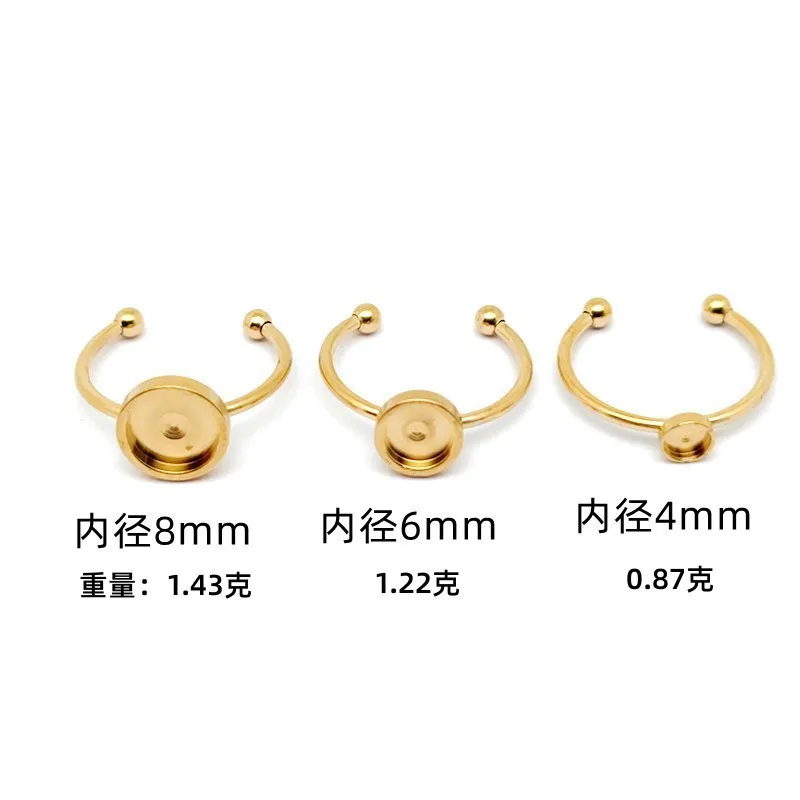 Stainless Steel Gold Plated Adjustable Ring Settings Blank/Base