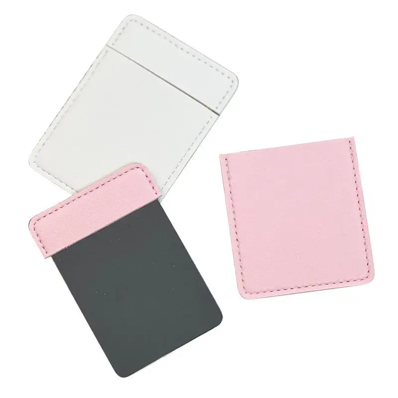 Портативное квадратное зеркало из нержавеющей стали персонализированное маленькое карманное искусственной кожи с функцией мини-путешествий