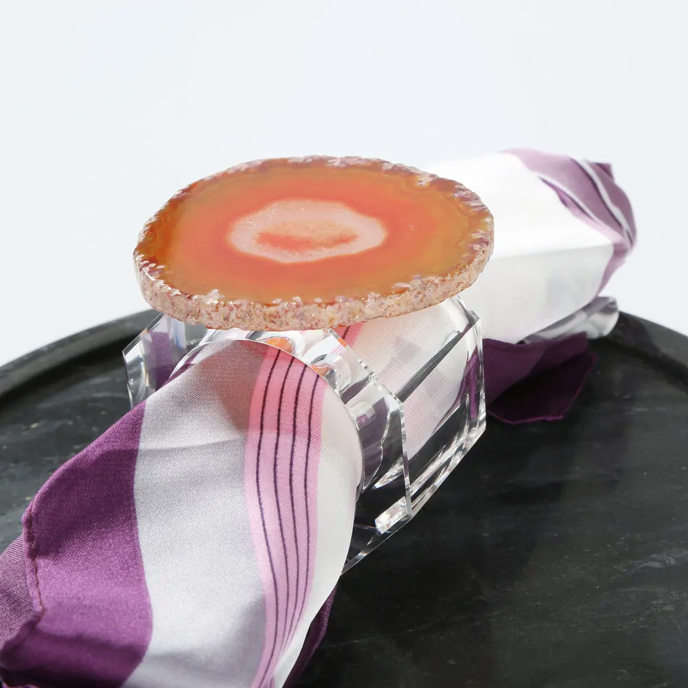2021 wholesale acrylic crystal napkin ring thankful wedding natural agate table decoration holders mold napkin ring