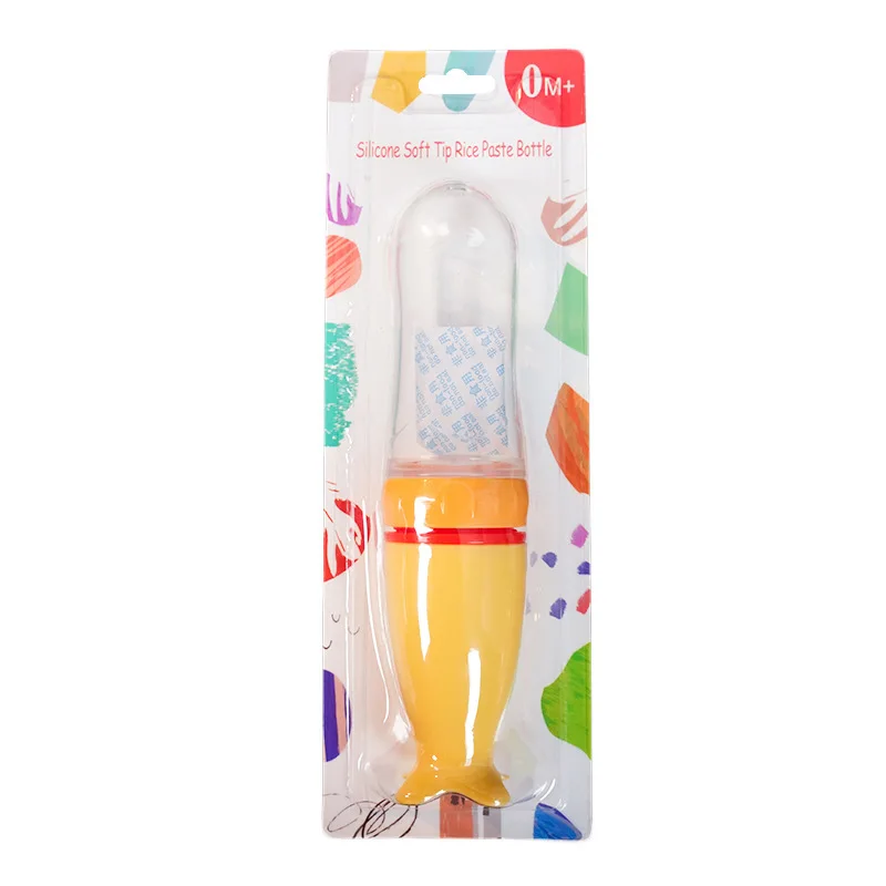 New Soft Head Squeeze Type Complementary Food Feeding Spoon