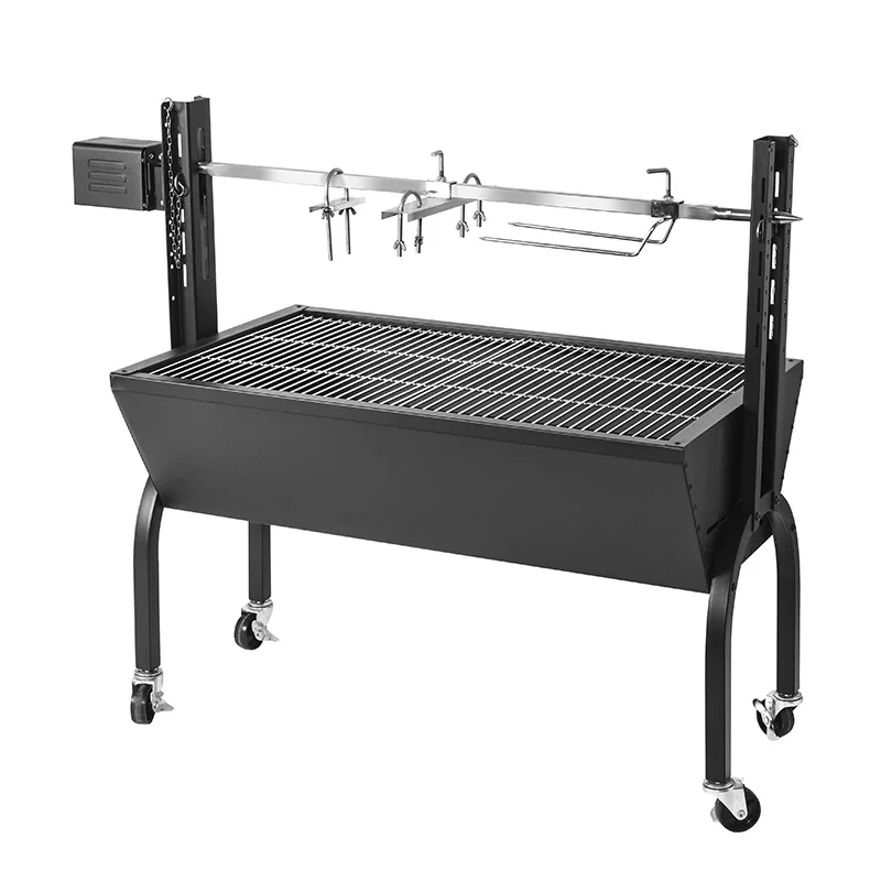 Rotisserie Grill Machine Stainless Steel Roaster Adjustable Rotating Charcoal BBQ Grill for Pig Lamb Outdoor Party Barbecue