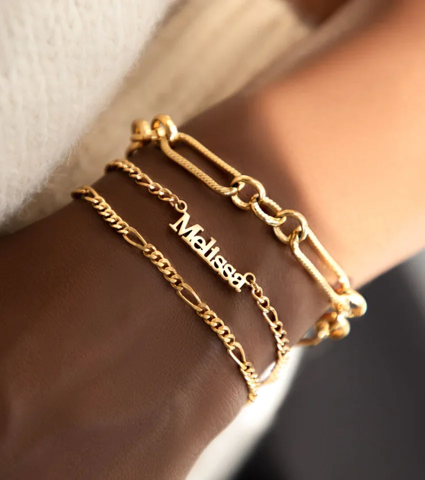 Personalized Customized Jewelry Daily Wear Chains 18K Gold Plating Custom Name Letter Bracelet