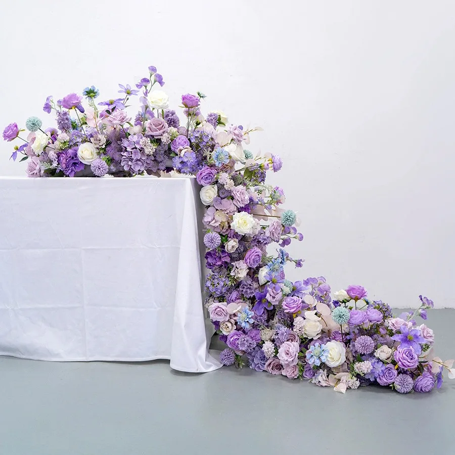 200*40cm Artificial Rose Table Runner Flower Row for Wedding Party Events Window Display & Photo Shoot Wedding Decorations