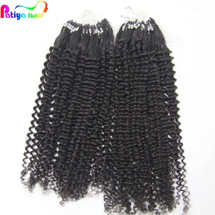 Natural Black Colour Micro link Hair Extensions Kinky Curly For Women Raw Indian Tight Curly Micro-loop Kinky Curl Human Hair